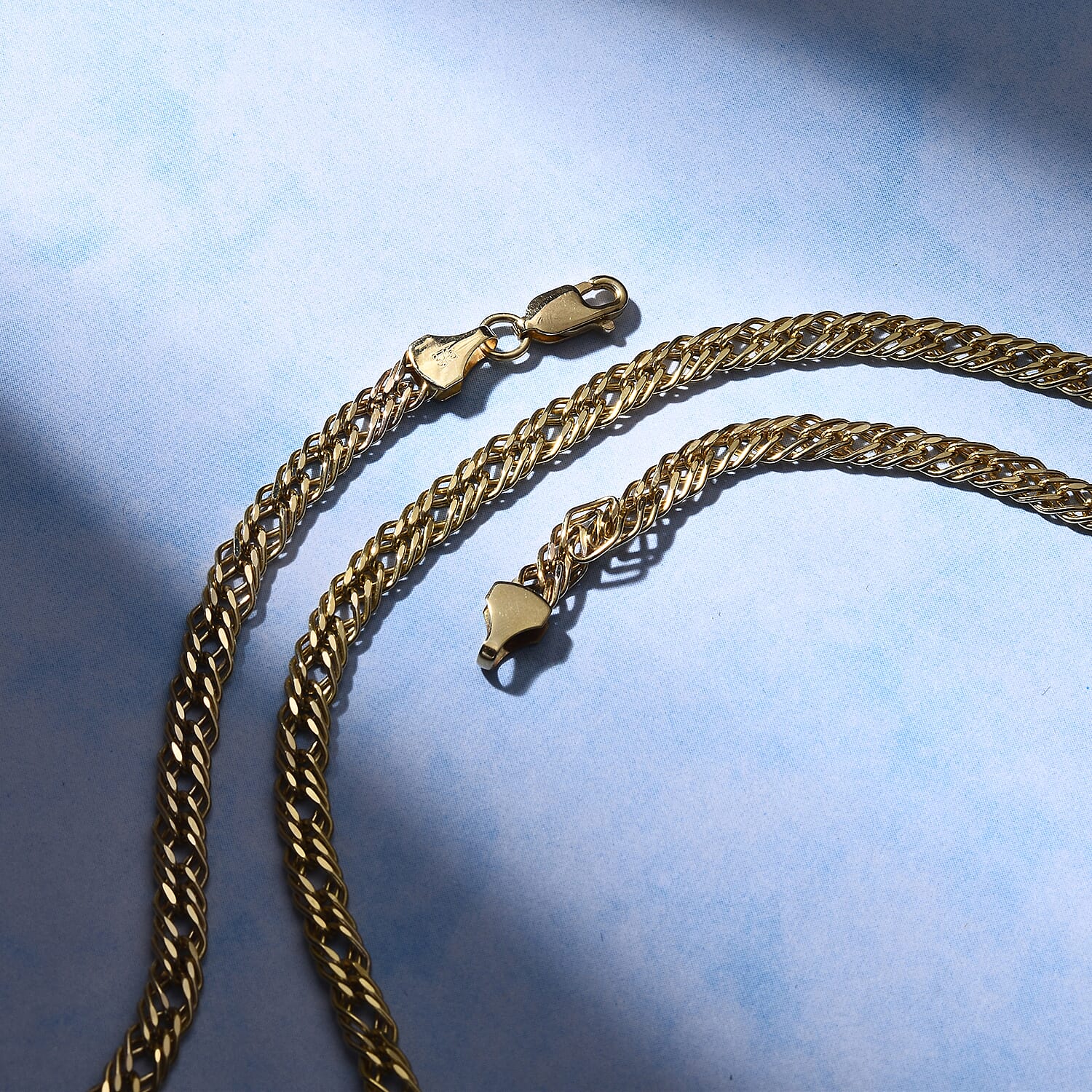 JCK Vegas Megafind - 9K Yellow Gold Designer Inspired Triple Curb Necklace With Lobster Clasp (Size 20), Gold Wt. 5.91 Gms.