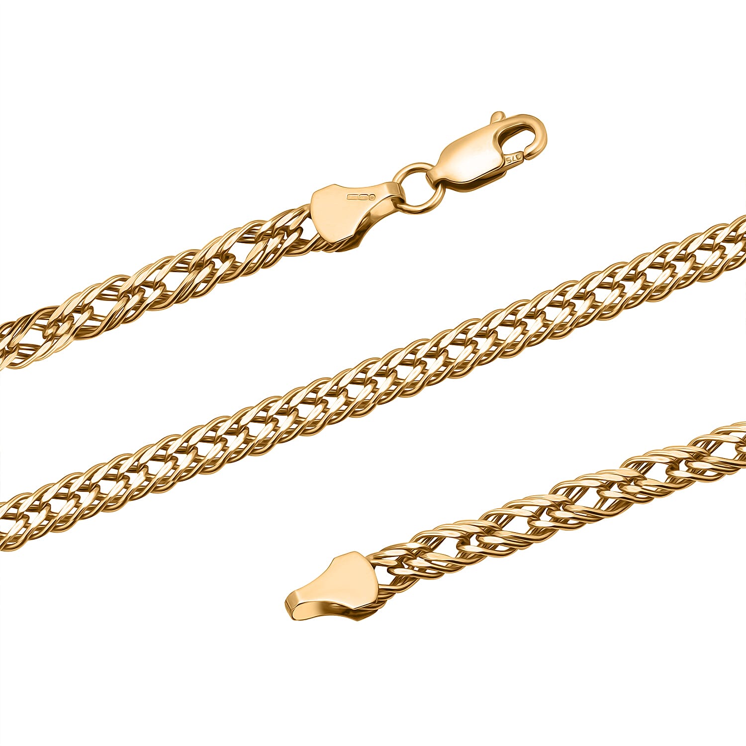 JCK Vegas Megafind - 9K Yellow Gold Designer Inspired Triple Curb Necklace With Lobster Clasp (Size 20), Gold Wt. 5.91 Gms.