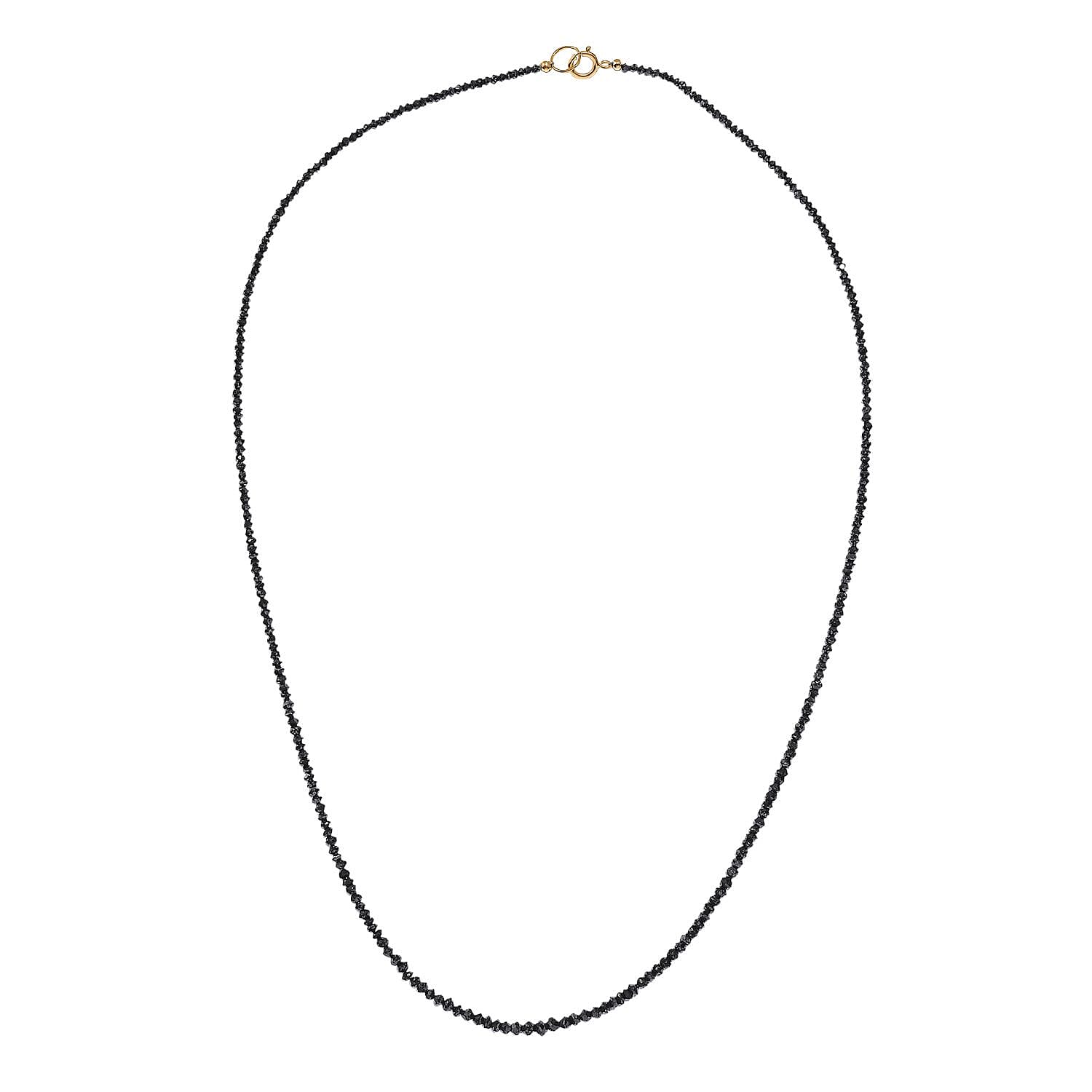 Brazilian One Time Closeout-  9K Yellow Gold Black Diamond Necklace With Spring Ring Clasp (Size - 18) 16.00 Ct