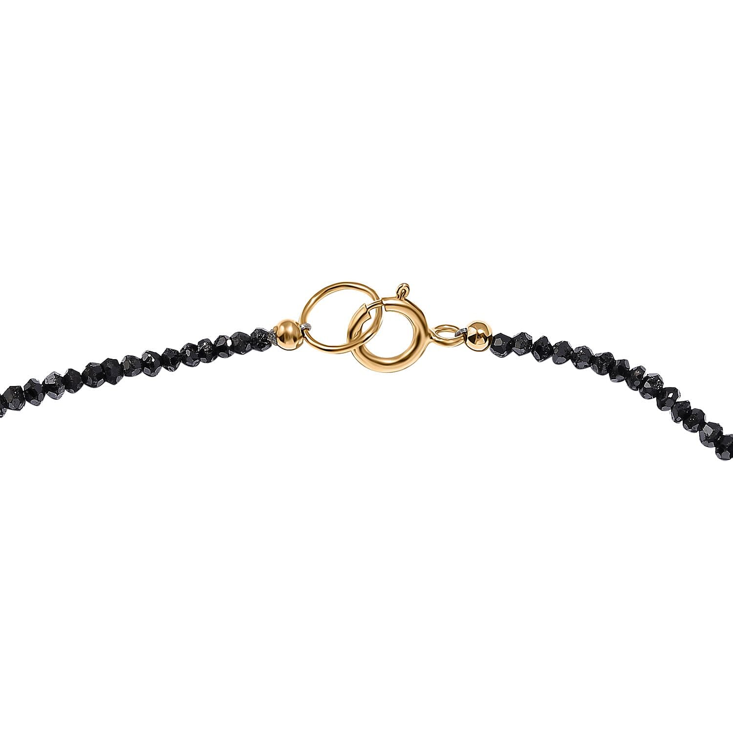 Brazilian One Time Closeout-  9K Yellow Gold Black Diamond Necklace With Spring Ring Clasp (Size - 18) 16.00 Ct