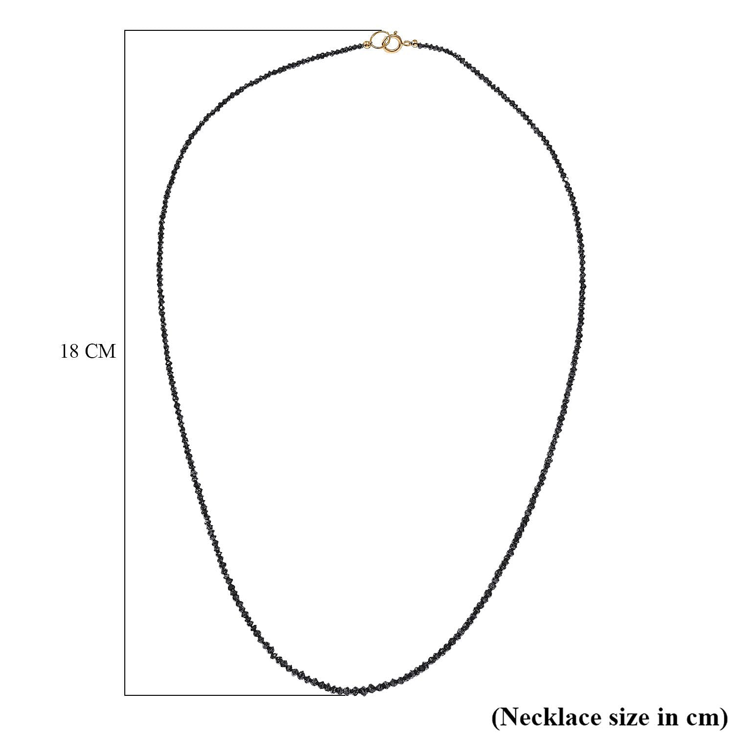 Brazilian One Time Closeout-  9K Yellow Gold Black Diamond Necklace With Spring Ring Clasp (Size - 18) 16.00 Ct