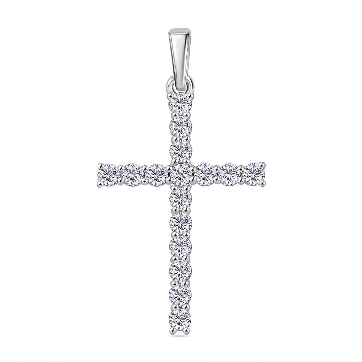 Luxuriant - 9K White Gold SGL Certified Lab Grown Diamond (VS-EF) Cross Pendant 1.01 Ct.