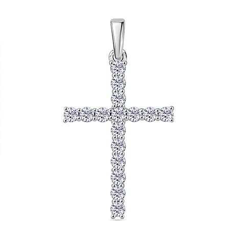 Luxuriant - 9K White Gold SGL Certified Lab Grown Diamond (VS-EF) Cross Pendant 1.01 Ct.