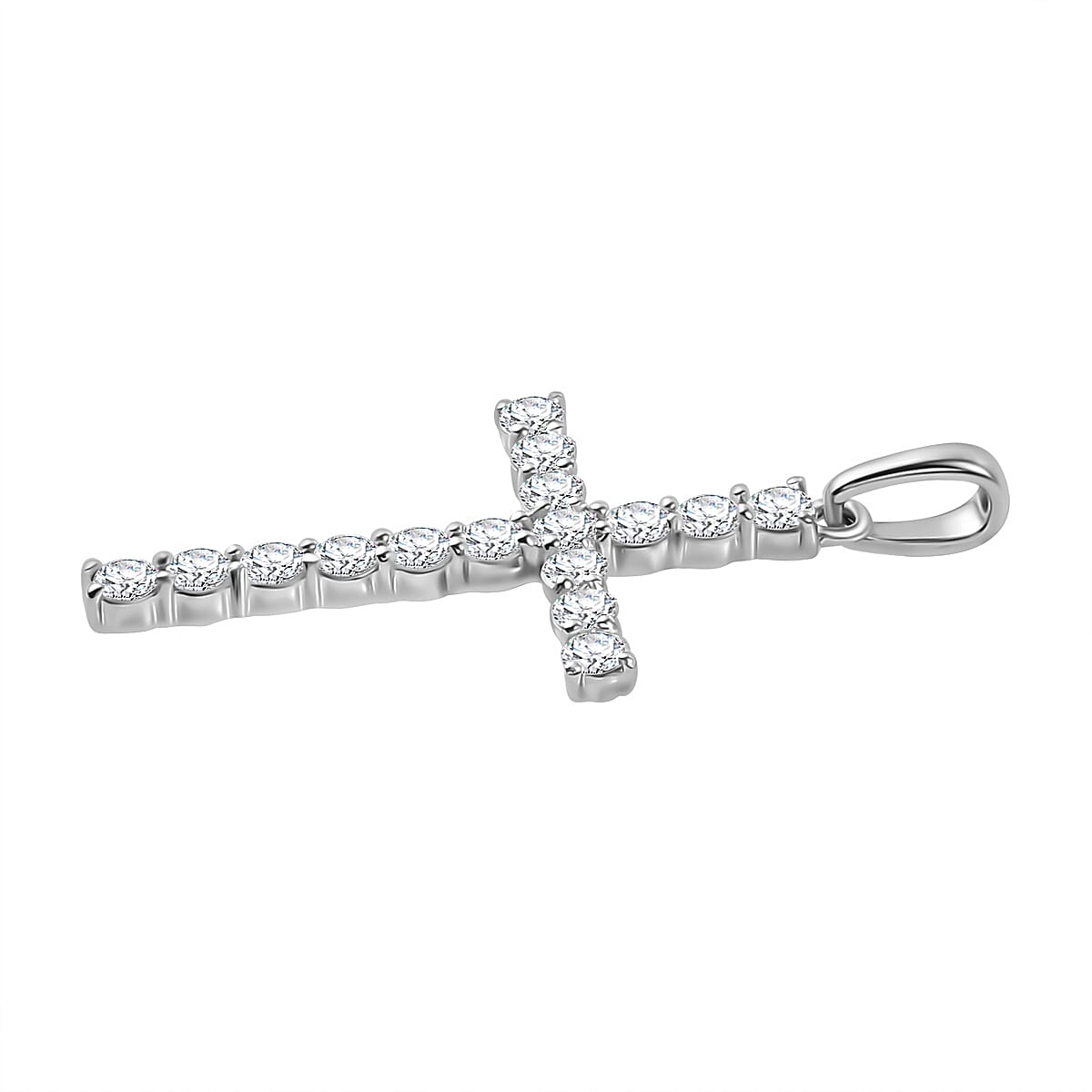 Luxuriant - 9K White Gold SGL Certified Lab Grown Diamond (VS-EF) Cross Pendant 1.01 Ct.