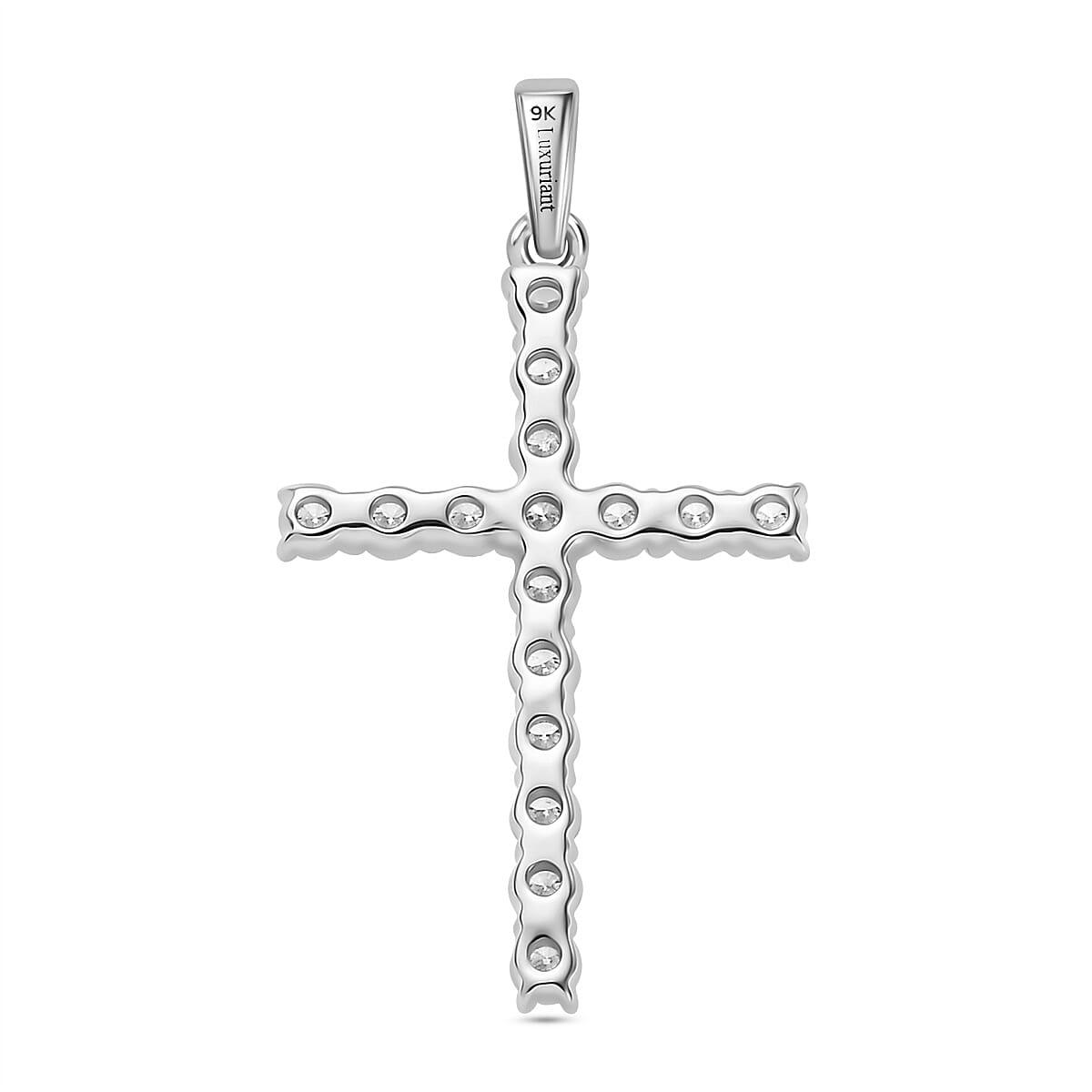 Luxuriant - 9K White Gold SGL Certified Lab Grown Diamond (VS-EF) Cross Pendant 1.01 Ct.