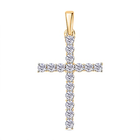 Luxuriant Diamond 1 Ct. Lab Grown Diamond Cluster Cross Pendant in 9K Yellow Gold, SGL Certified