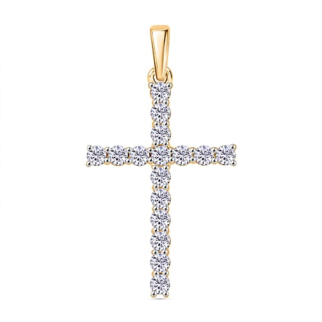 Luxuriant Diamond - 9K Yellow Gold SGL Certified Lab Grown Diamond (VS-E-F) Cross Pendant 1.0 Ct.