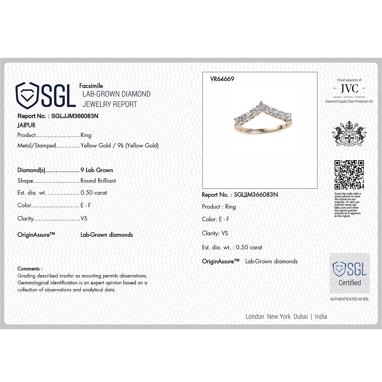 Luxuriant Diamond - 9K Yellow Gold SGL Certified Lab Grown Diamond (VS-EF) Ring