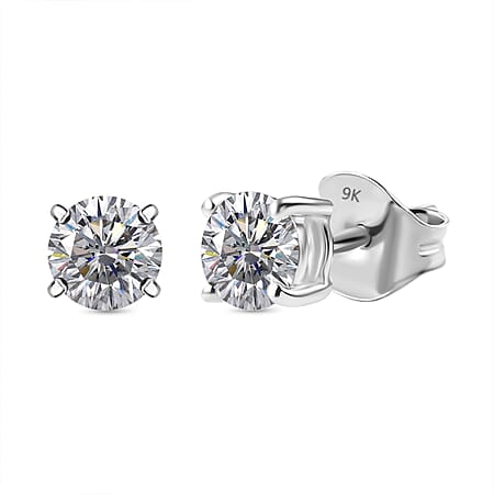 LUXURIANT Diamond 9K White Gold SGL Certified Lab Grown Diamond (VS-E/F) Solitaire Stud Push Back Earrings 1.00 Ct. LUXURIANT Diamond 9K White Gold SGL Certified Lab Grown Diamond (VS-E/F) Solitaire Stud Push Back Earrings 1.00 Ct.