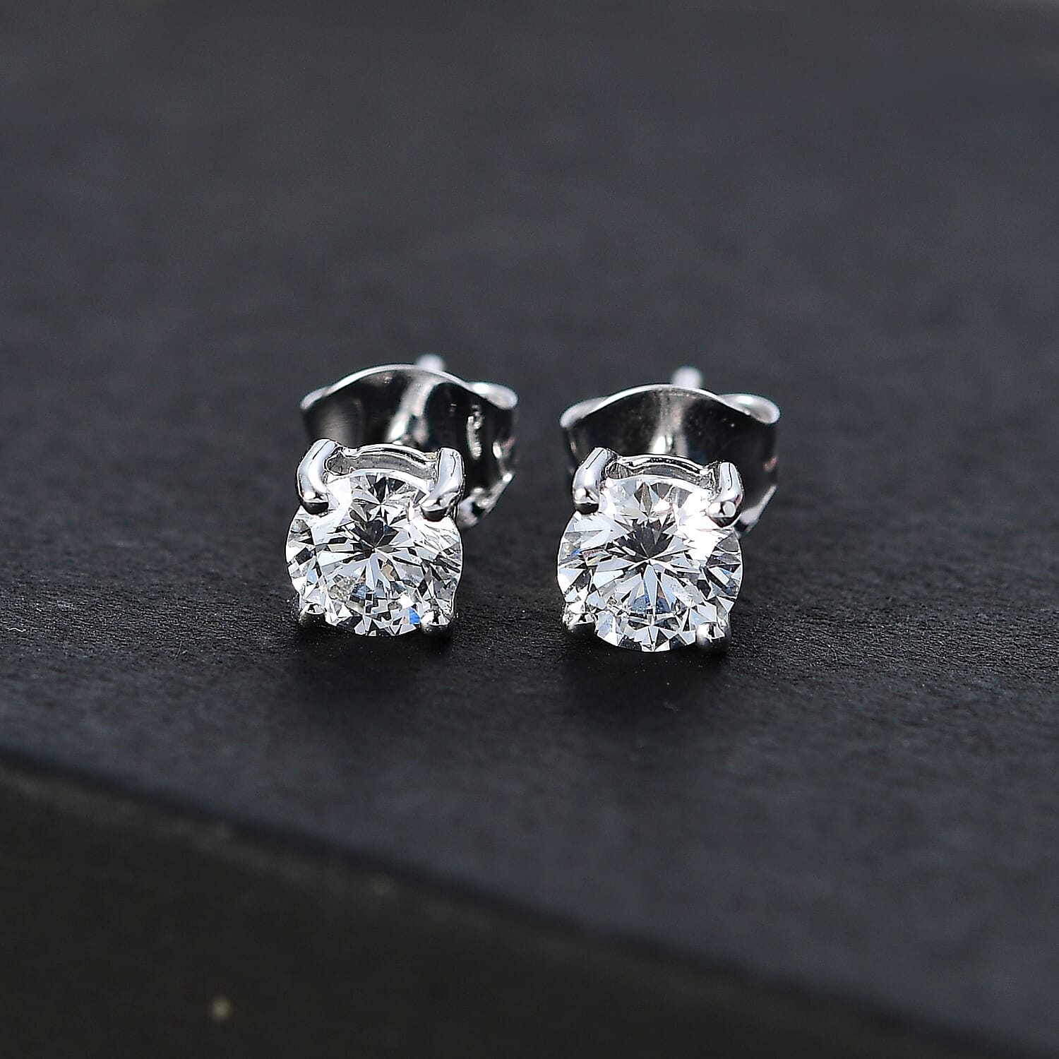 Luxuriant Diamond 9K White Gold SGL Certified Lab Grown Diamond (VS-E-F) Solitaire Stud Push Back Earrings 1.00 Ct.