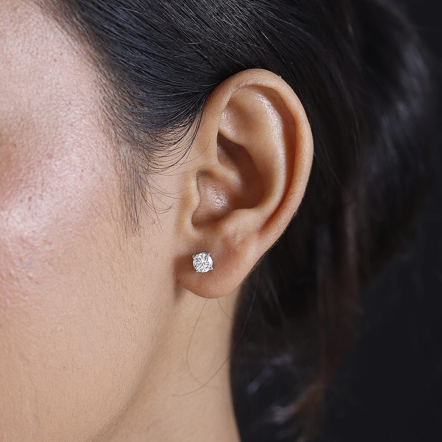 Luxuriant Diamond 9K White Gold SGL Certified Lab Grown Diamond (VS-E-F) Solitaire Stud Push Back Earrings 1.00 Ct.