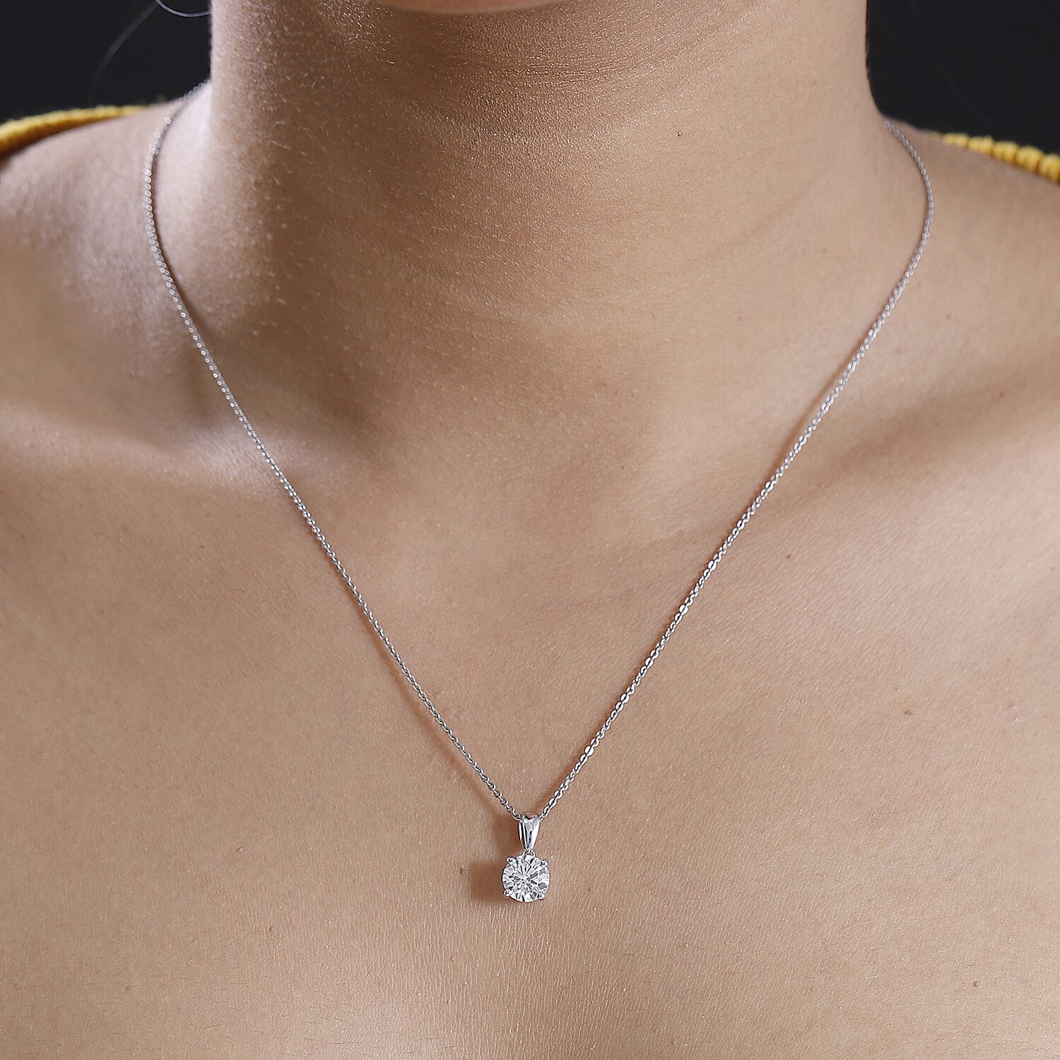 9K White Gold VS Lab Grown Diamond EF, VS Solitaire Pendant 1.03 ct, Gold Wt. 0.68 Gms 1.028 Ct.