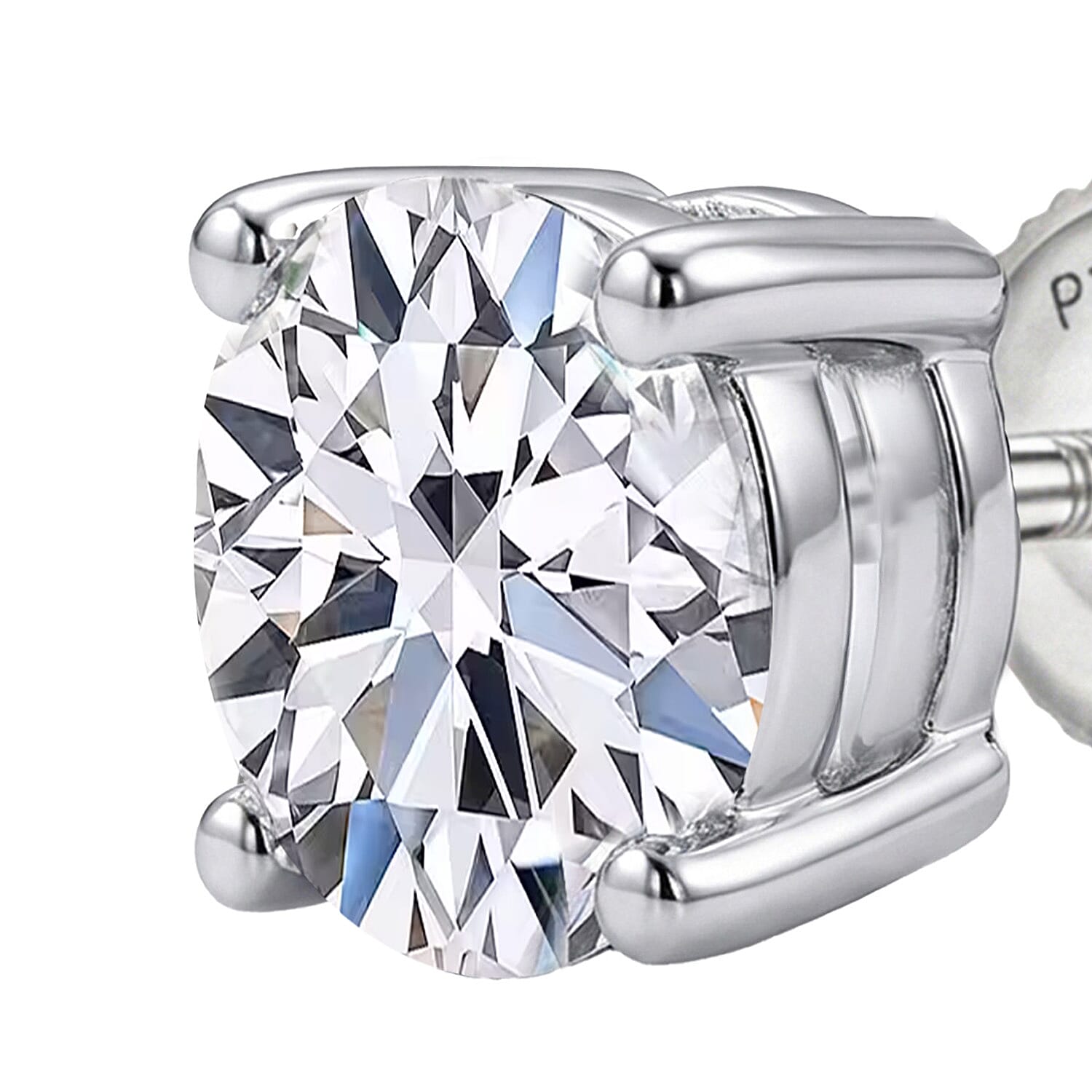 Luxuriant Diamond 950 Platinum SGL Certified Lab Grown Diamond (VS-E/F) Solitaire Stud Earrings with Screw Back 1 Ct.