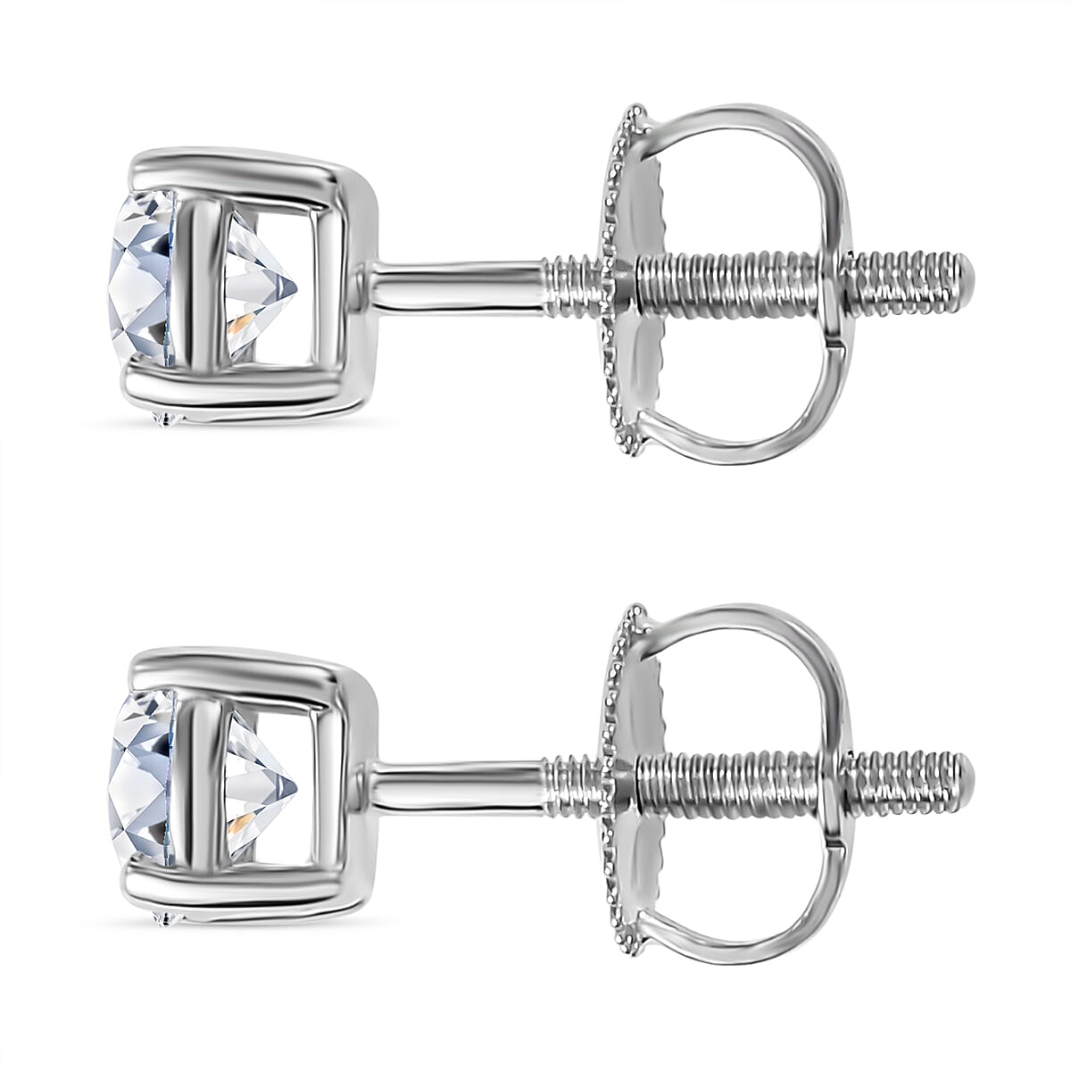 Luxuriant Diamond 950 Platinum SGL Certified Lab Grown Diamond (VS-E/F) Solitaire Stud Earrings with Screw Back 1 Ct.