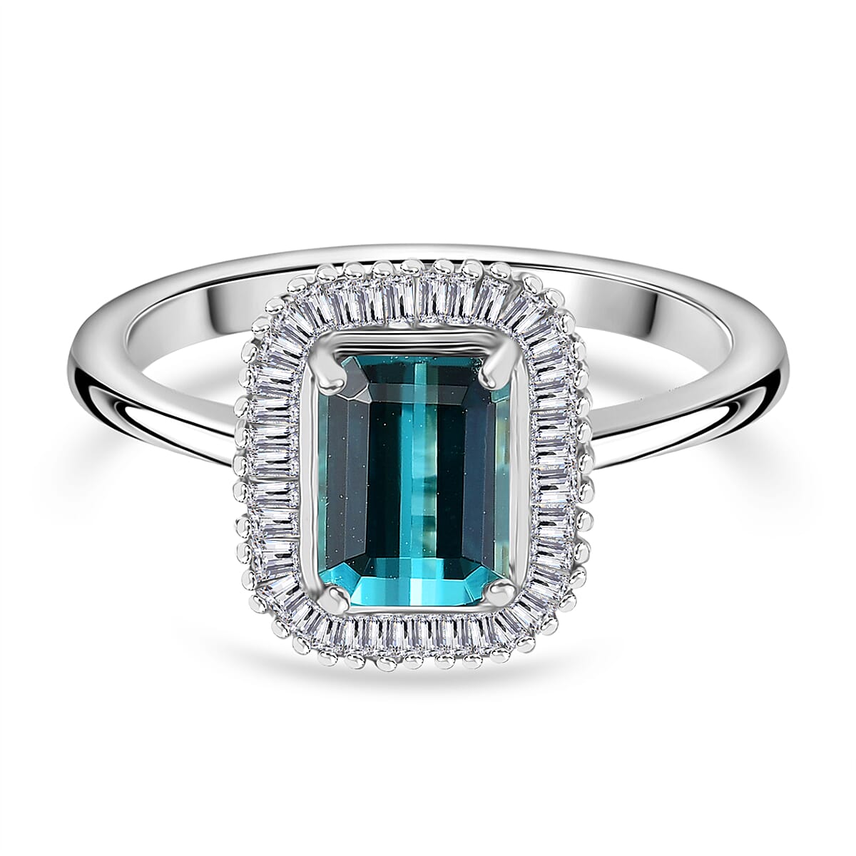 RHAPSODY 950 Platinum AAAA Lagoon Tourmaline & White Diamond  (VS-E-F) Ring 1.80 Ct