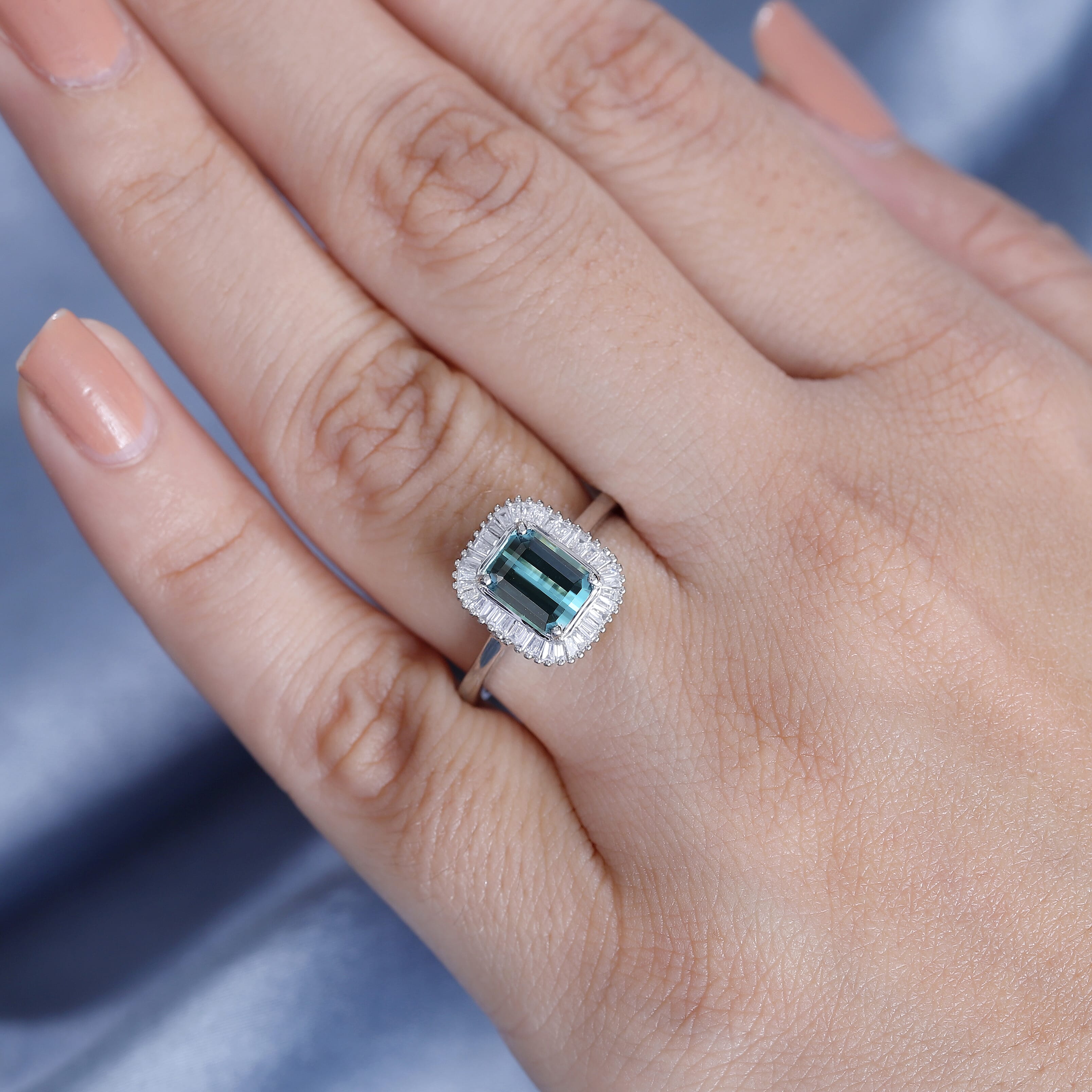 RHAPSODY 950 Platinum AAAA Lagoon Tourmaline & White Diamond  (VS-E-F) Ring 1.80 Ct