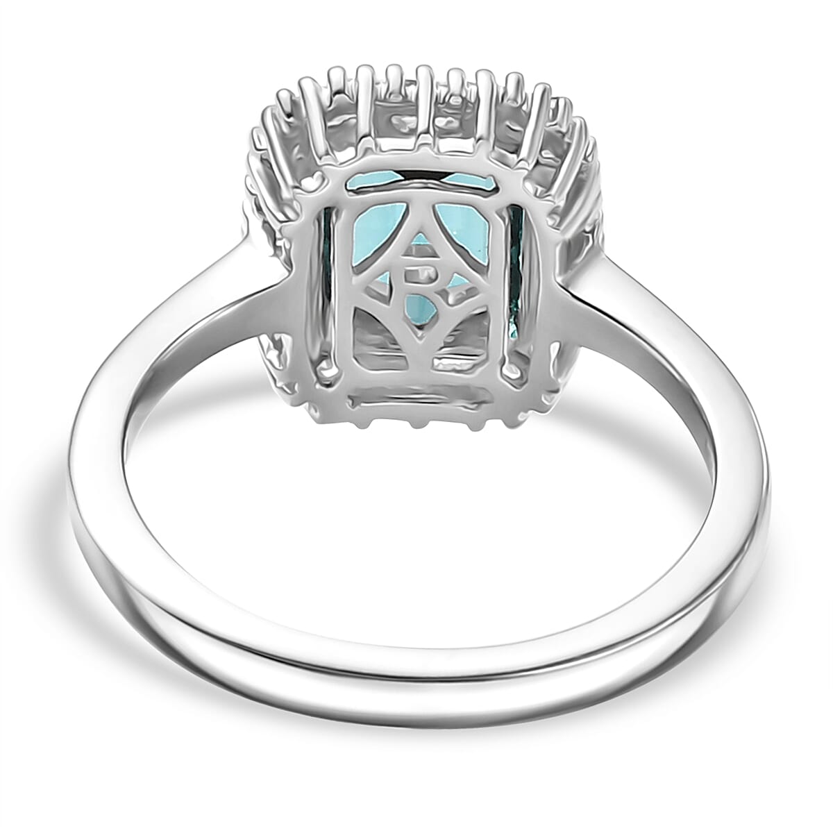 RHAPSODY 950 Platinum AAAA Lagoon Tourmaline & White Diamond  (VS-E-F) Ring 1.80 Ct