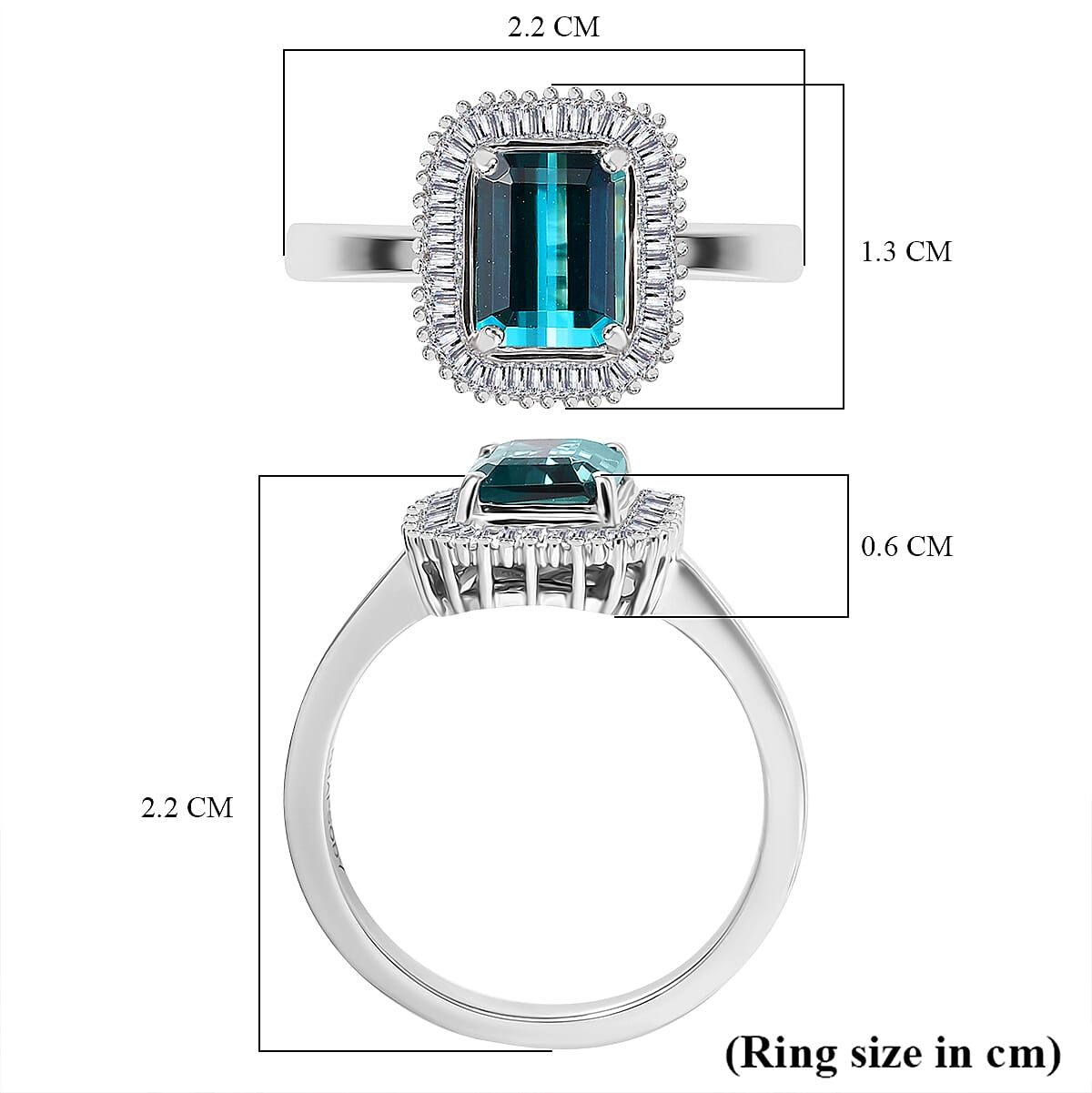RHAPSODY 950 Platinum AAAA Lagoon Tourmaline & White Diamond  (VS-E-F) Ring 1.80 Ct