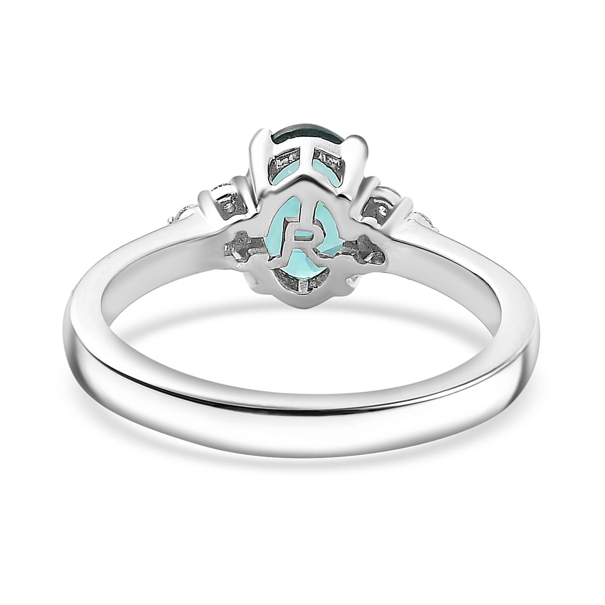 RHAPSODY 950 Platinum AAAA Lagoon Tourmaline & White Diamond (VS-E-F) Ring 1.19 Ct. Platinum Wt 5.13 Gms