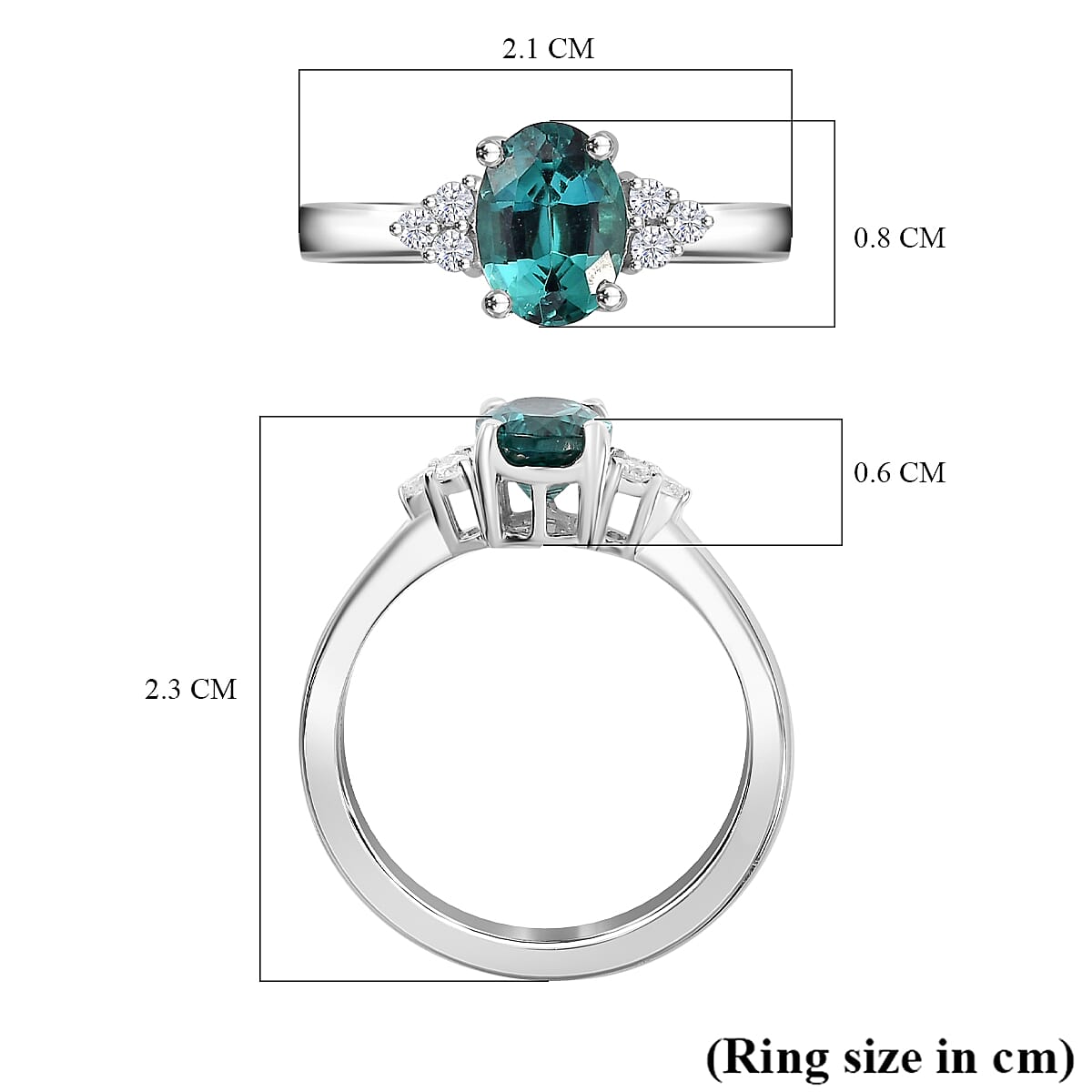 RHAPSODY 950 Platinum AAAA Lagoon Tourmaline & White Diamond (VS-E-F) Ring 1.19 Ct. Platinum Wt 5.13 Gms