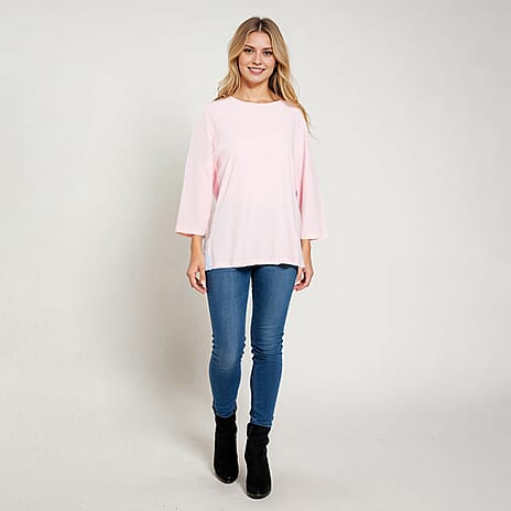 La Marey 100% Cotton Casual 3-4 Sleeve Top (Size 18) - Pink