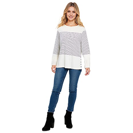 La Marey Cotton Knitted Top - Navy