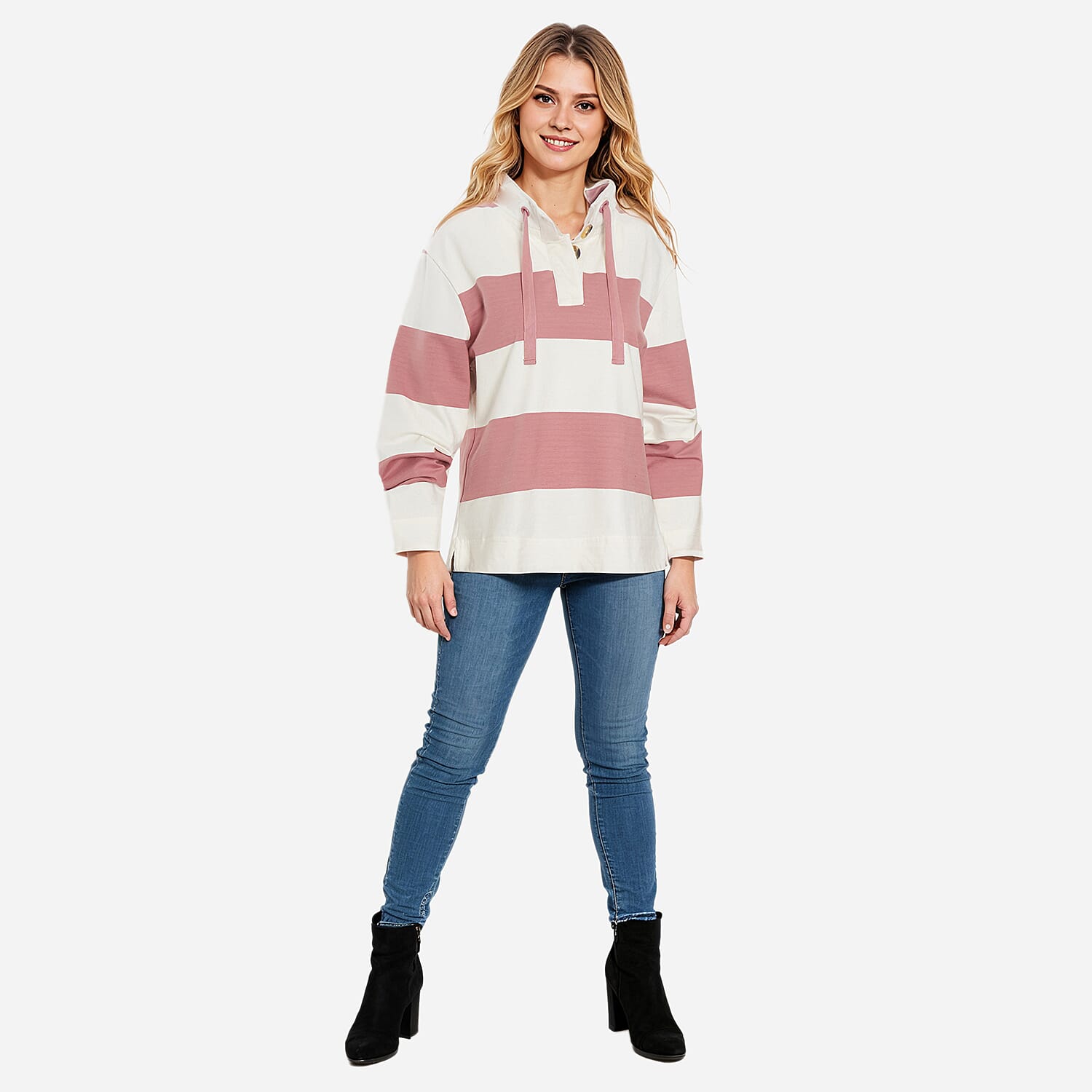La Marey French Terry Cotton Blend Thick Stripe Sweatshirt