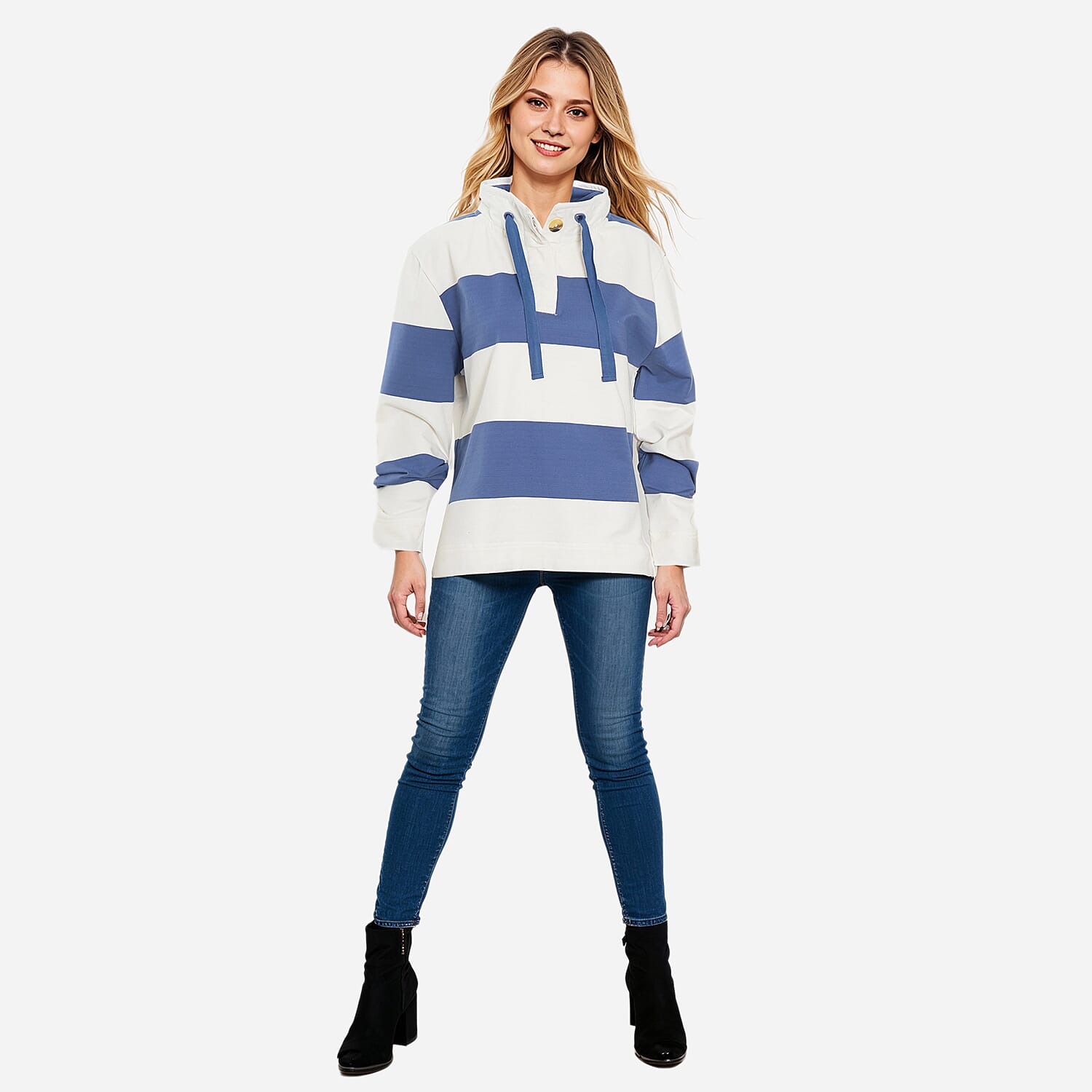 La Marey French Terry Cotton Blend Thick Stripe Sweatshirt