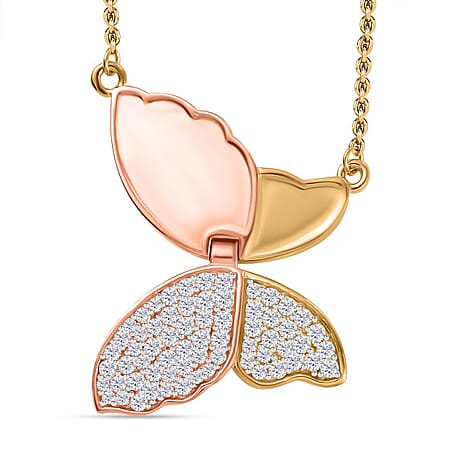 GP Italian Garden Collection - Moissanite Necklace (Size - 20) in 18K Vermeil Yellow Gold, Rose Gold Plated Overlay Sterling Silver