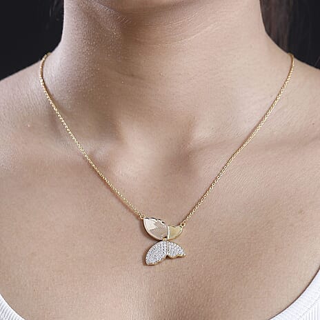 GP Italian Garden Collection - Moissanite Necklace (Size - 20) in 18K Vermeil Yellow Gold, Rose Gold Plated Overlay Sterling Silver