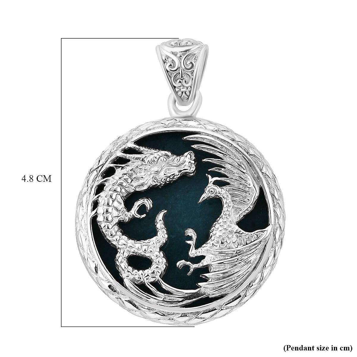 Royal Bali Collection - Extremely Rare Guatemala Natural Type A Olmec Jade Pendant Sterling Silver 48.26 Ct