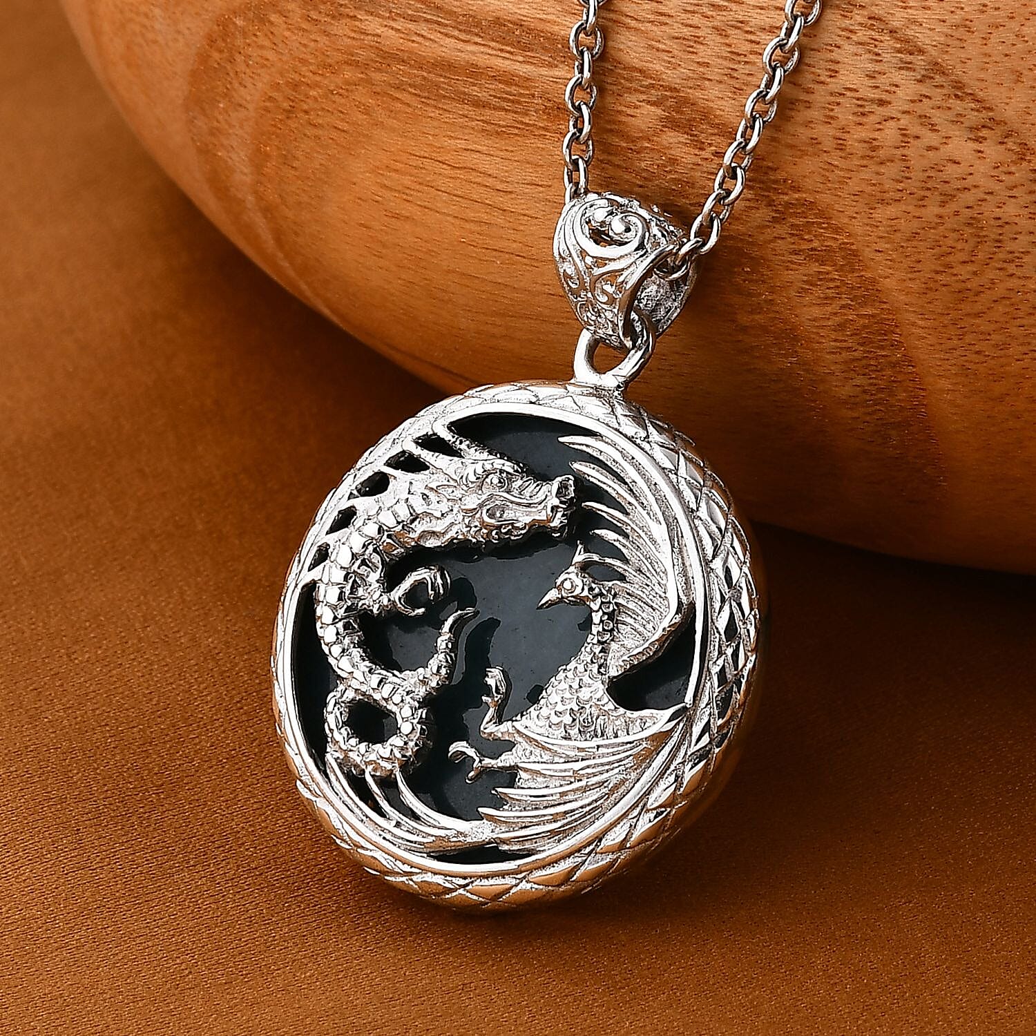 Royal Bali Collection - Extremely Rare Guatemala Natural Type A Olmec Jade Pendant Sterling Silver 48.26 Ct