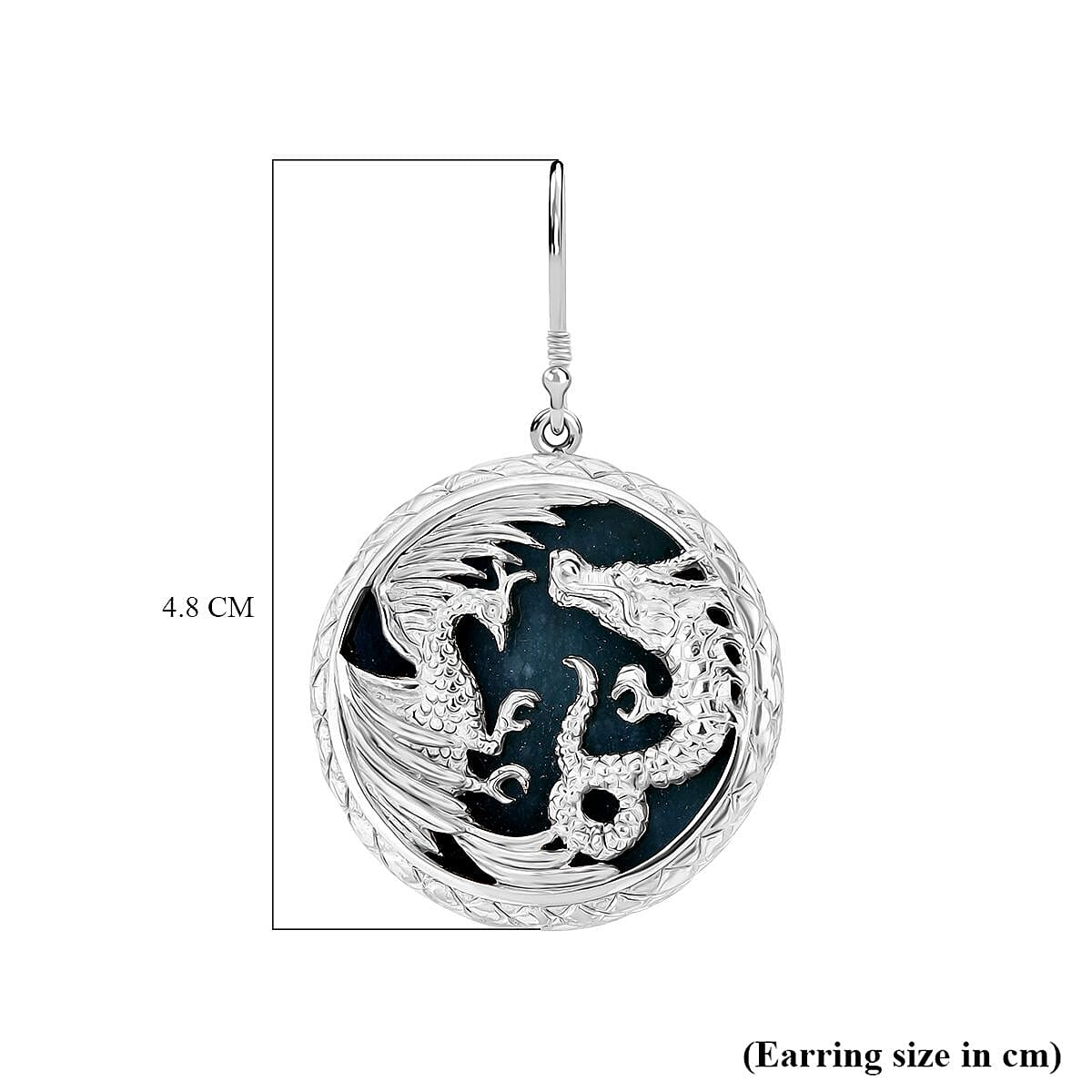 Artisan-crafted Collection- Rare  Natural Type A Jadeite Jade Hook Earring in Sterling Silver 34.28 Ct, Silver Wt. 18.80 Gms.