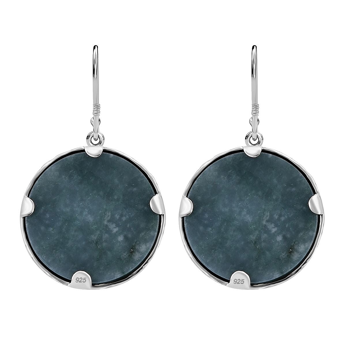 Artisan-crafted Collection- Rare  Natural Type A Jadeite Jade Hook Earring in Sterling Silver 34.28 Ct, Silver Wt. 18.80 Gms.