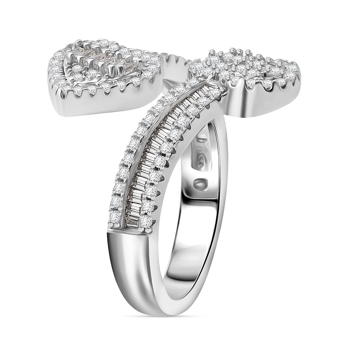 Deaigner Inspired - White Cubic Zirconia Ring in Rhodium Overlay Sterling Silver 1.82 Ct.