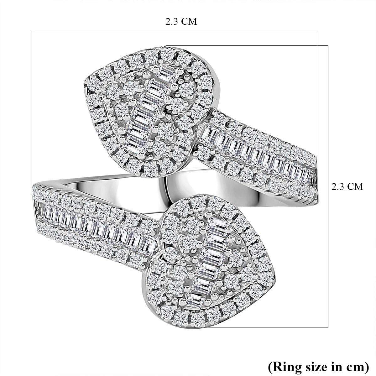 Deaigner Inspired - White Cubic Zirconia Ring in Rhodium Overlay Sterling Silver 1.82 Ct.