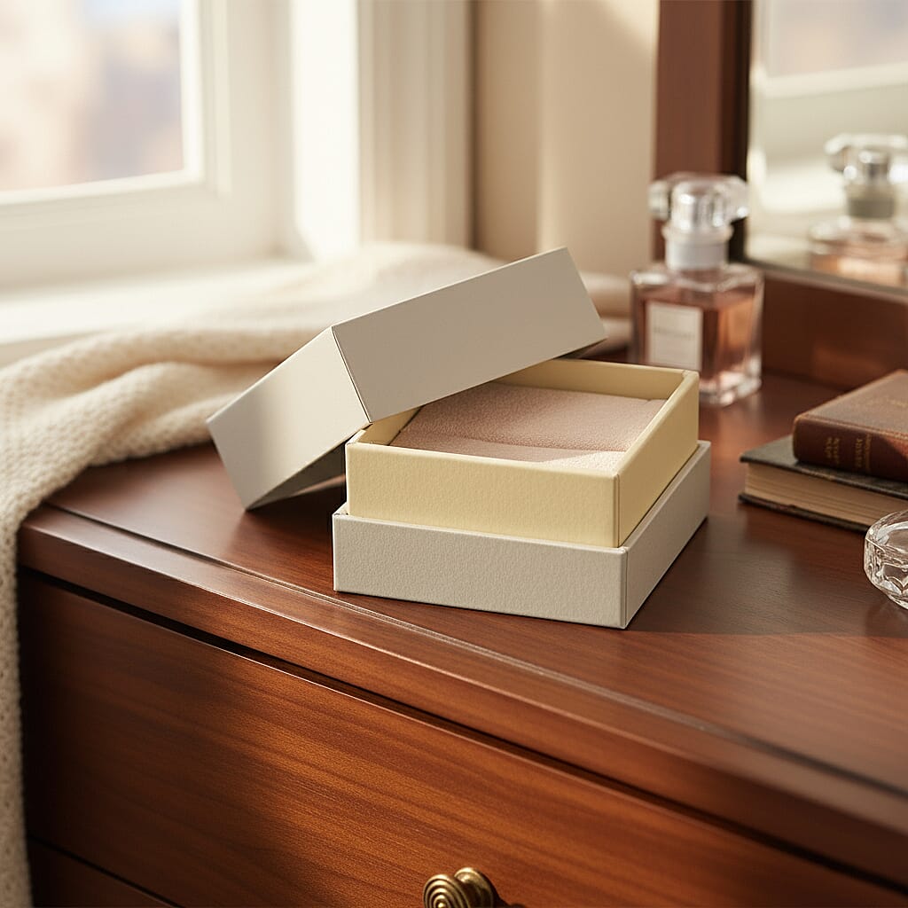 Rachel Galley Ring Box and Pouch (6.3x6.3x4.5cm) - Gray