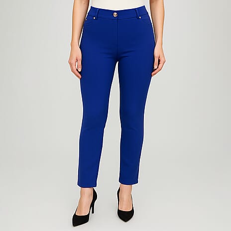Classic Jean Style Stretch Trousers With 27 Inch Inseam (Size 12) - Royal Blue