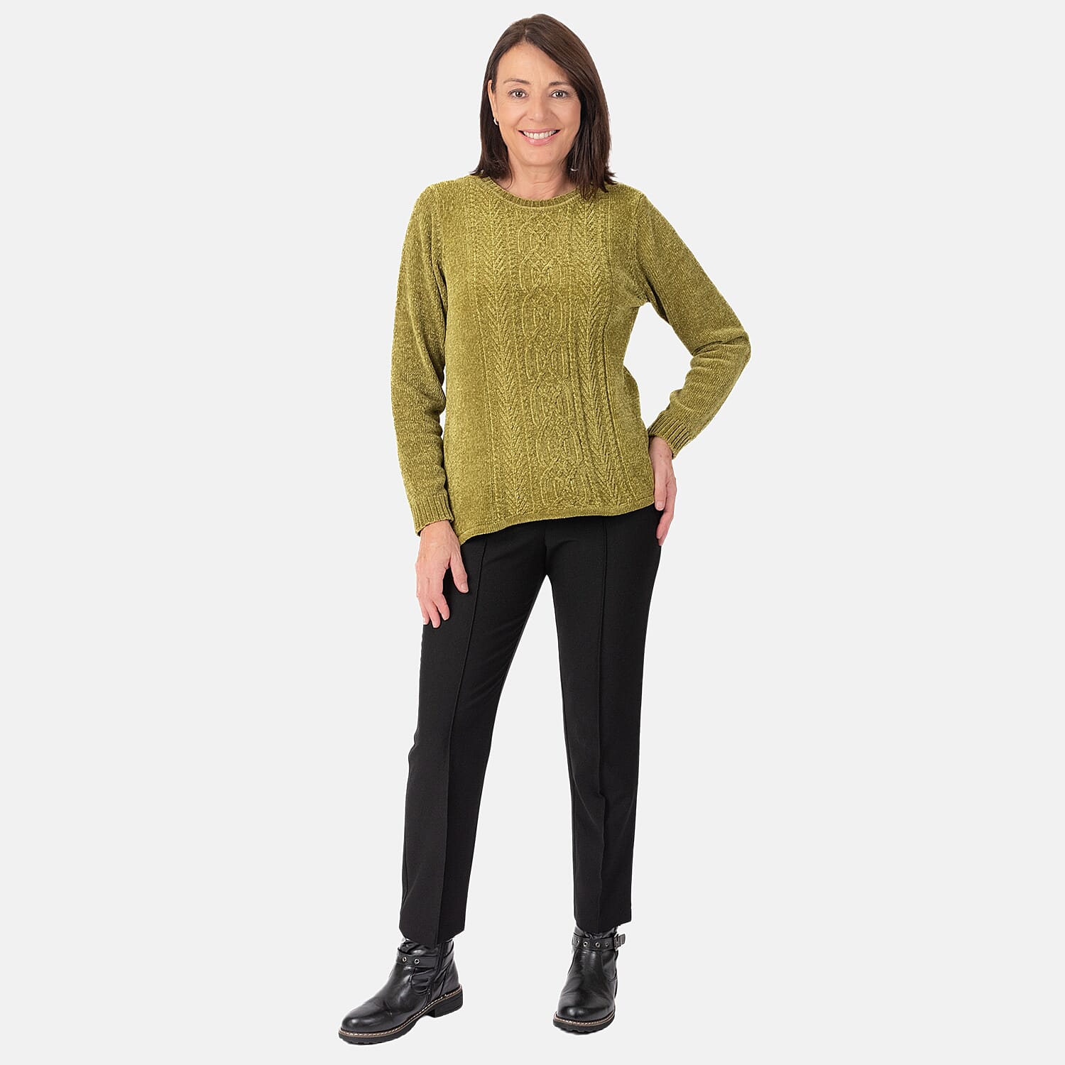 Classic Cable Chenille Jumper (Size 12) - Olive