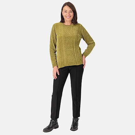 Classic Cable Chenille Jumper (Size 12) - Olive