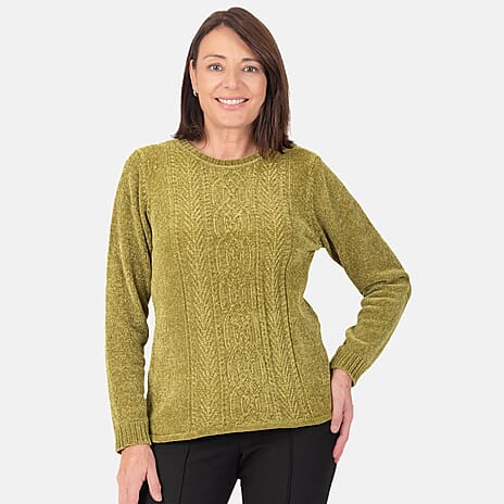 Classic Cable Chenille Jumper (Size 10) - Olive
