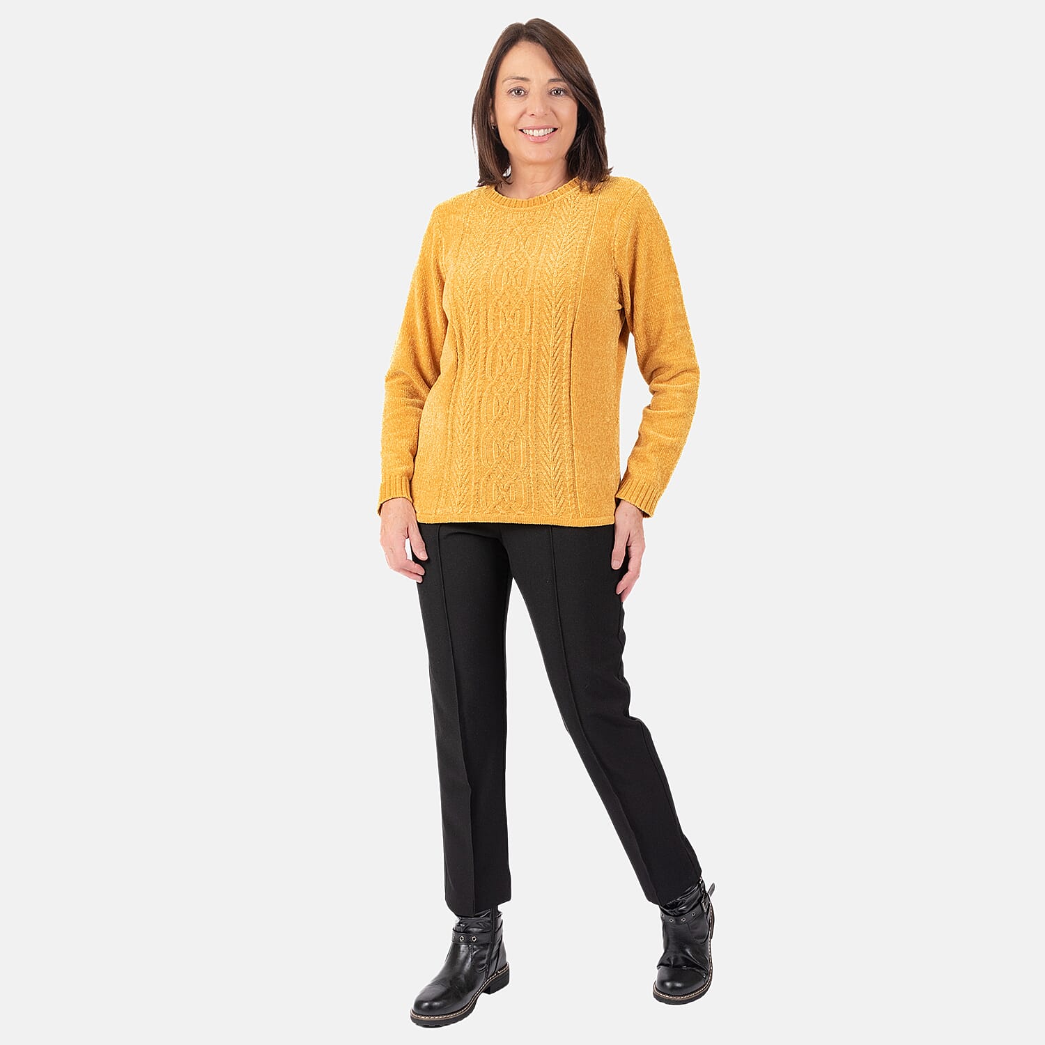 Classic Cable Chenille Jumper (Size 10) - Mustard