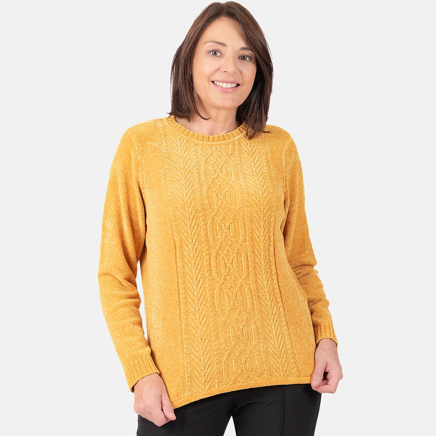 Classic Cable Chenille Jumper (Size 10) - Mustard