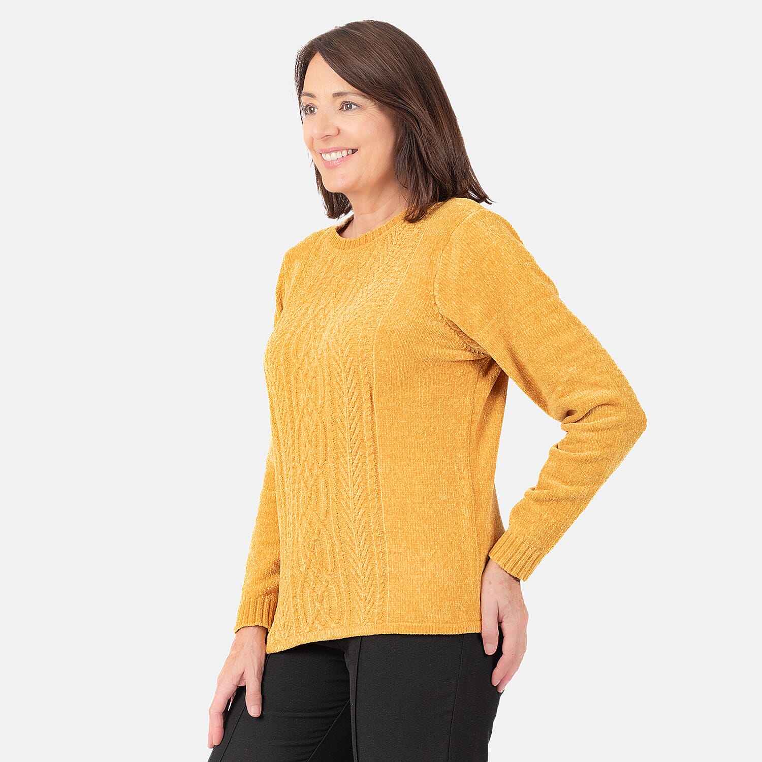 Classic Cable Chenille Jumper (Size 10) - Mustard