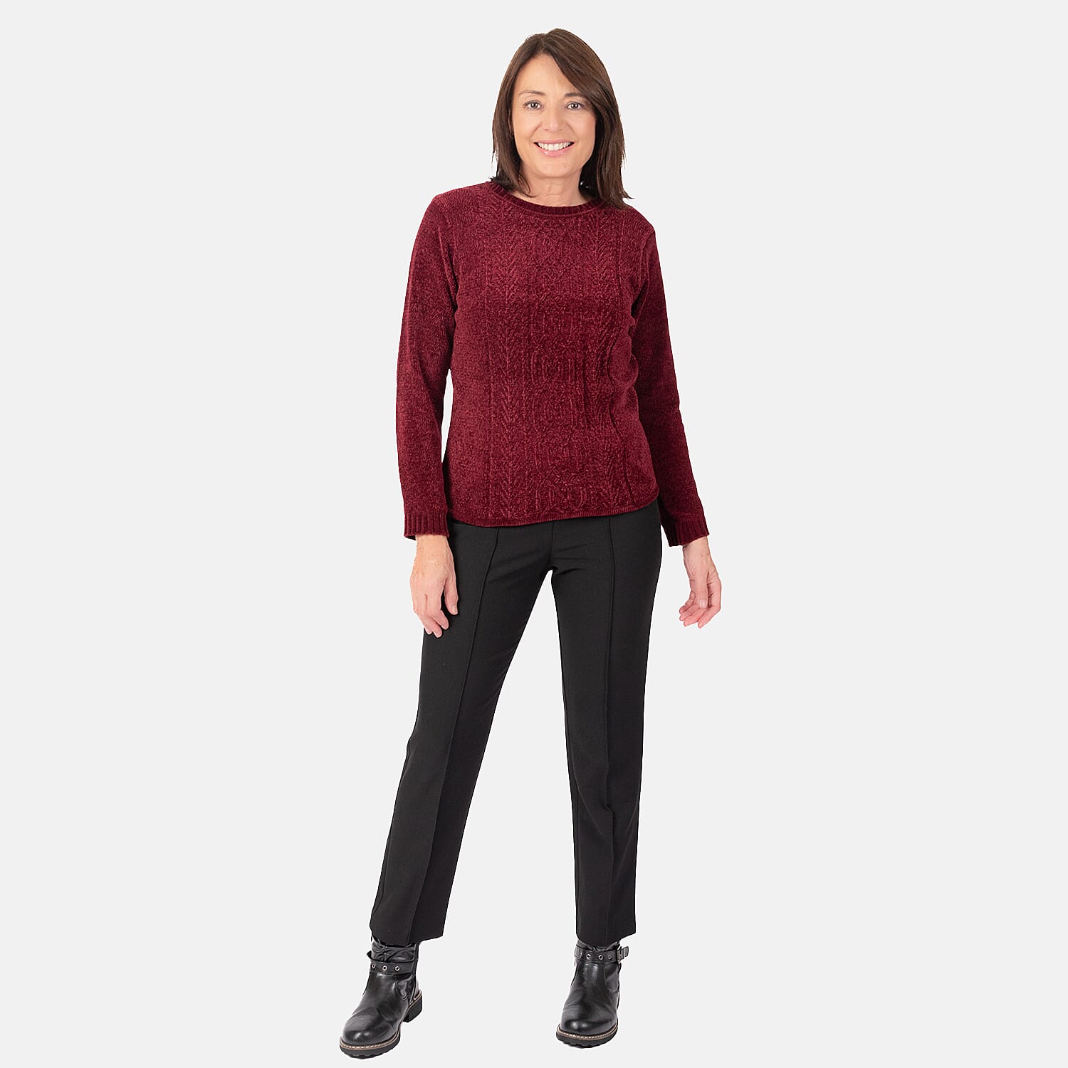 Classic Cable Chenille Jumper Size 12 Burgundy 7949611 TJC