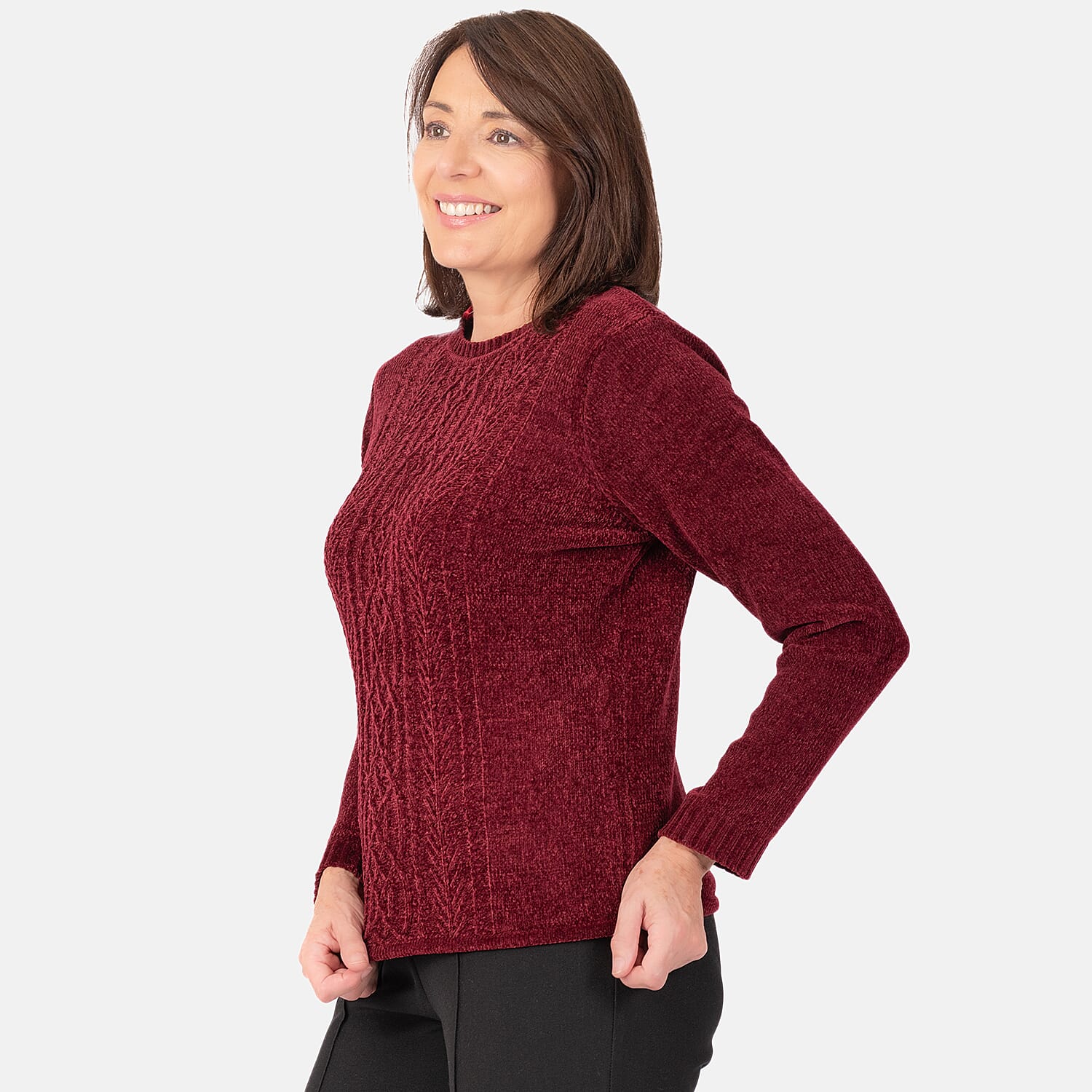 Classic Cable Chenille Jumper (Size 12) - Burgundy