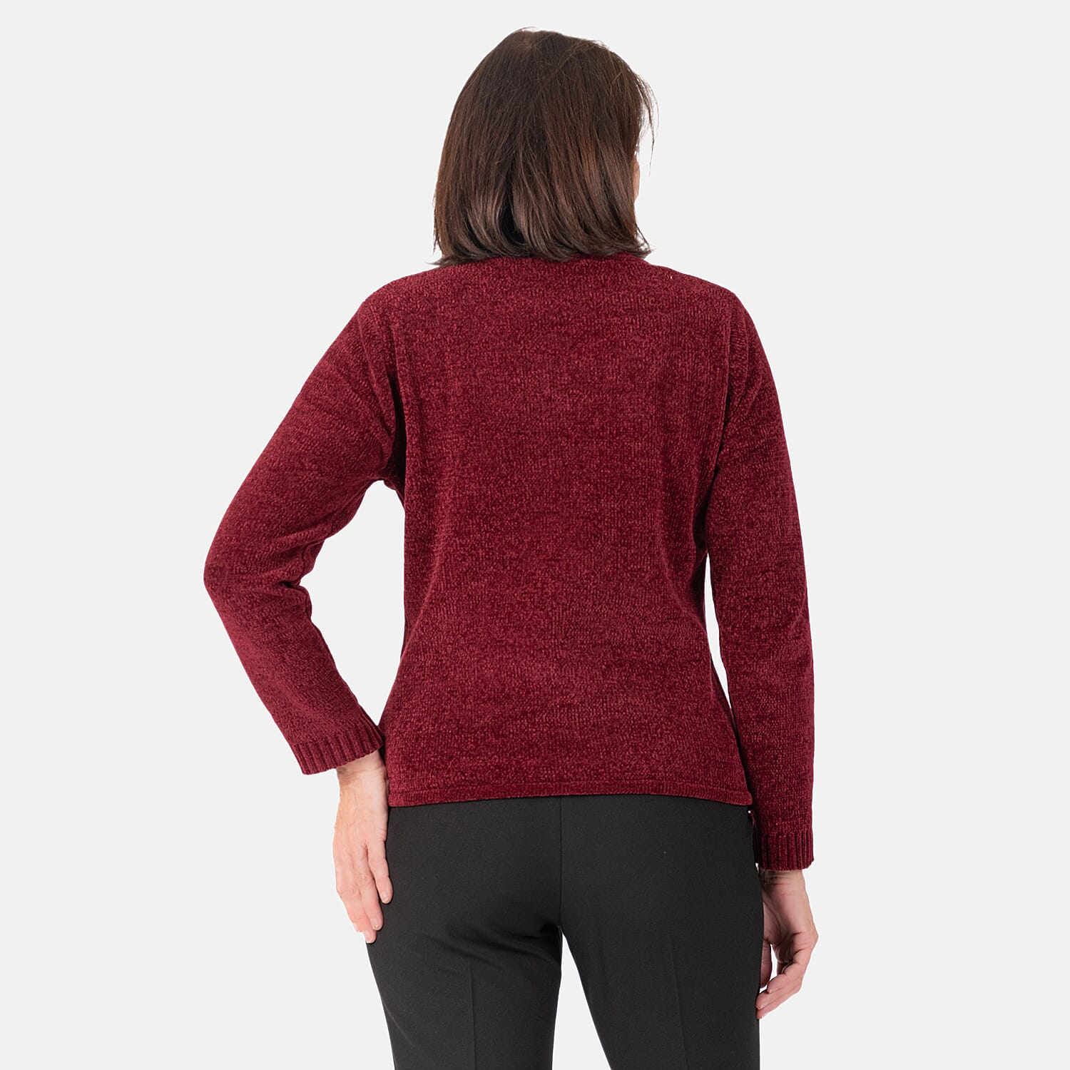 Classic Cable Chenille Jumper (Size 12) - Burgundy