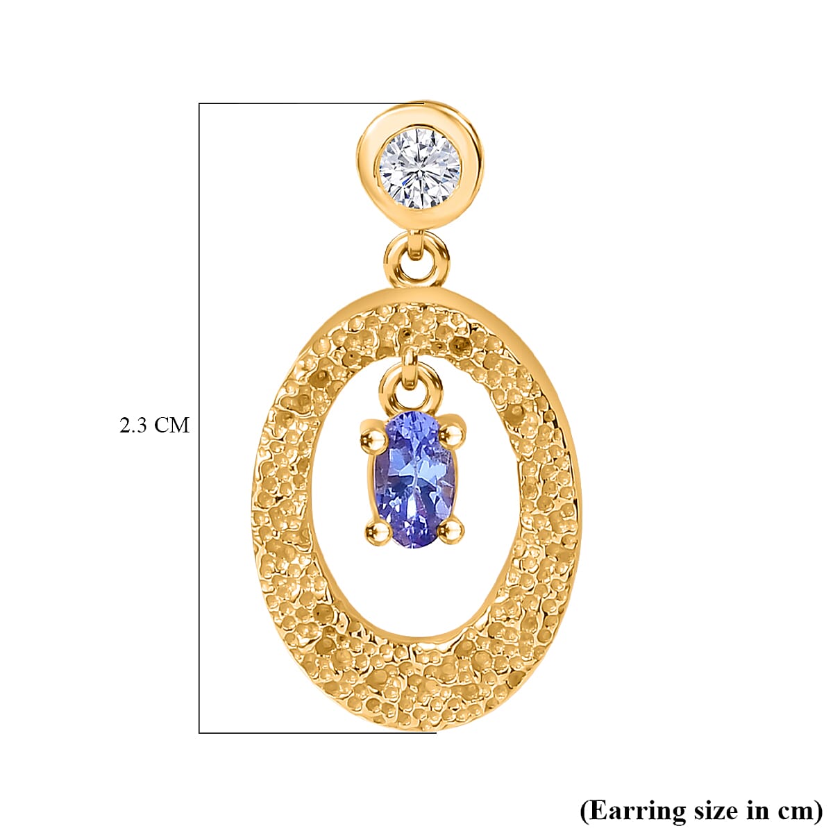Tanzanite & White Zircon Solitaire Stud Push Post Earring in 18K Vermeil Yellow Gold Plated Sterling Silver Tanzanite & White Zircon Solitaire Stud Push Post Earring in 18K Vermeil Yellow Gold Plated Sterling Silver