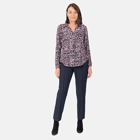 Classic Slim Leg Comfort Trousers (Size 12) - Navy