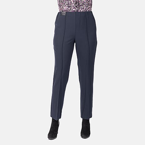 Classic Slim Leg Comfort Trousers (Size 14) - Navy